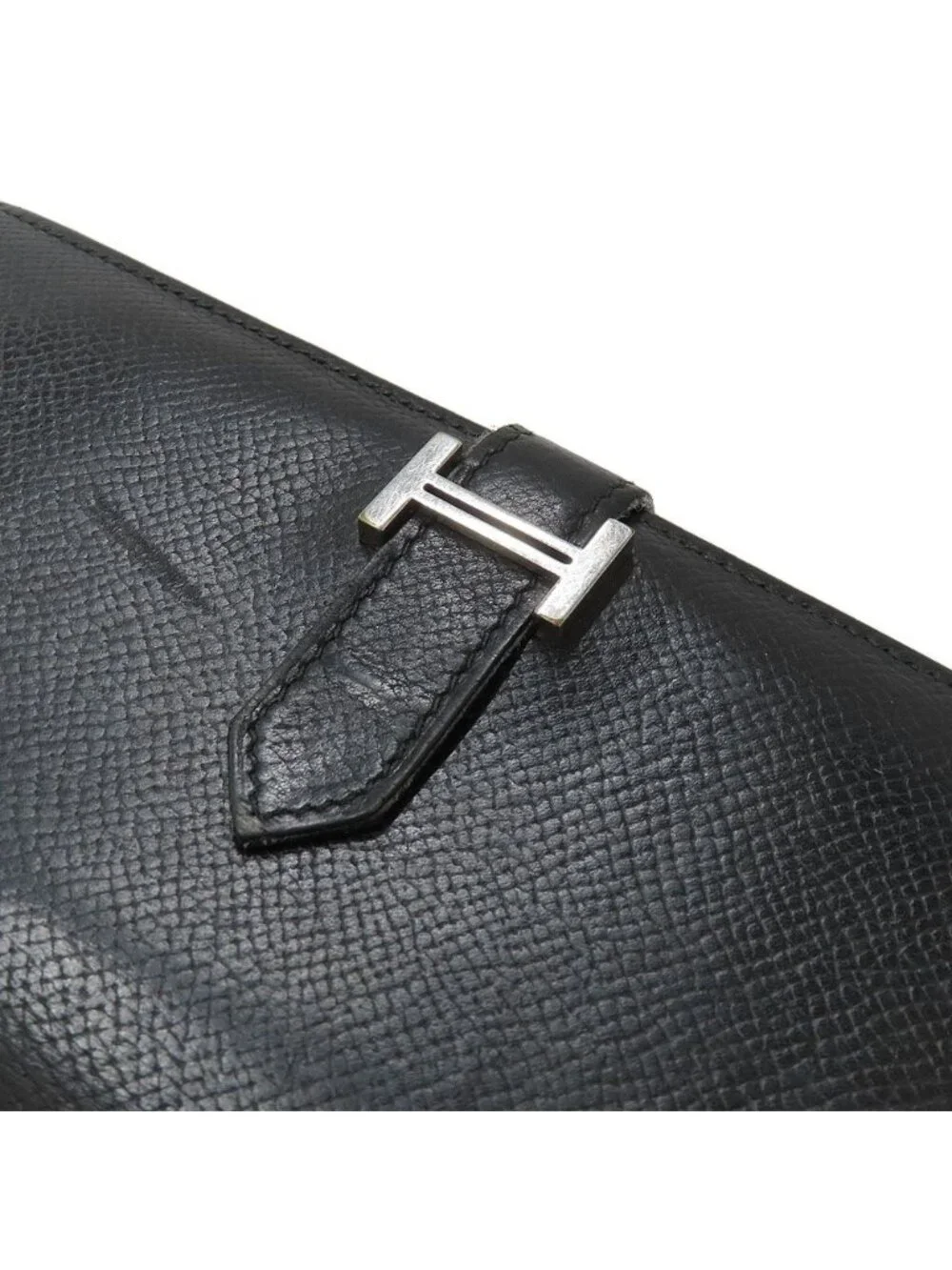 Hermes Bearn Souffle Veau Epsom Black Silver Wallet